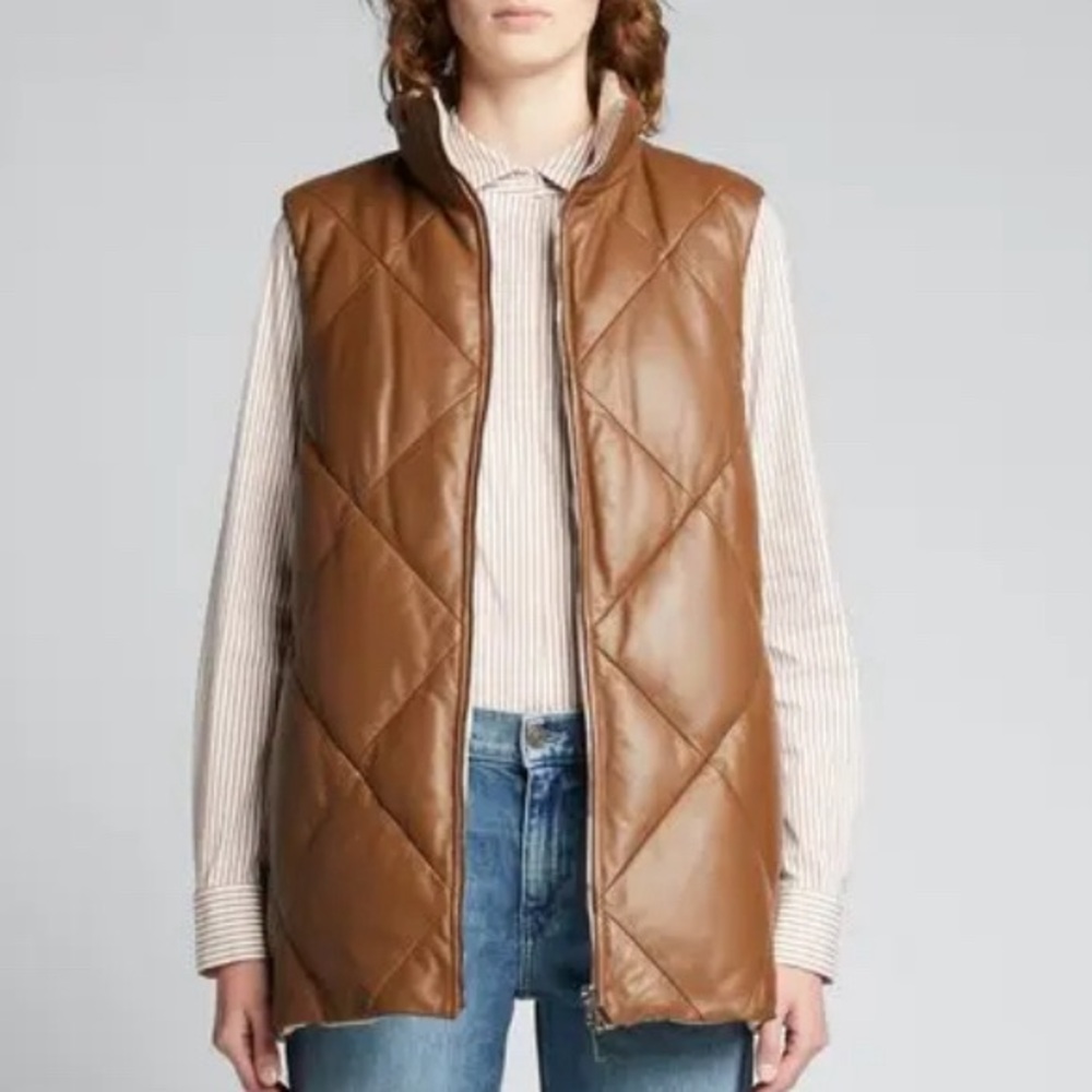 Lafayette 144 New York Albi reversible quilter leather and wool down vest